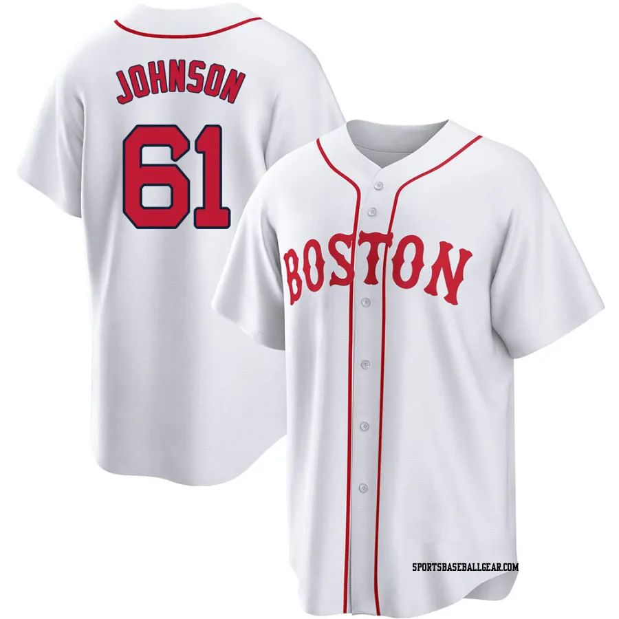 Brian Johnson Men's Boston Red Sox White Replica 2021 Patriots' Day Jersey