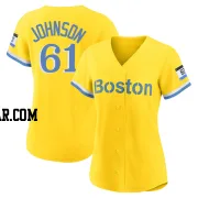 Brian Johnson Women's Boston Red Sox Gold/Light Authentic Blue 2021 City Connect Player Jersey