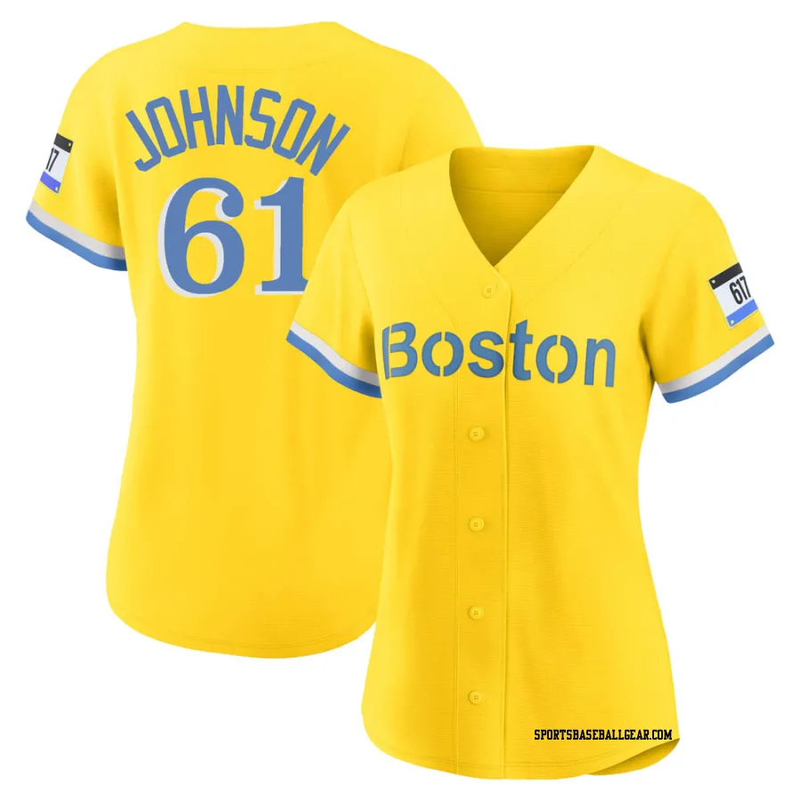 Brian Johnson Women's Boston Red Sox Gold/Light Replica Blue 2021 City Connect Player Jersey