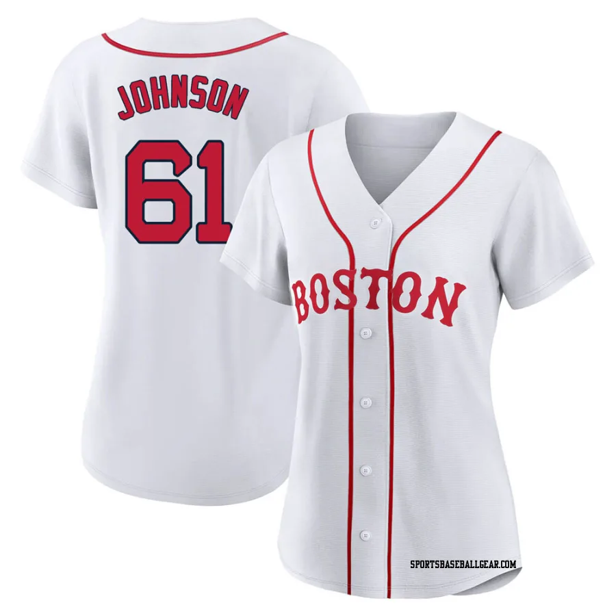 Brian Johnson Women's Boston Red Sox White Authentic 2021 Patriots' Day Jersey