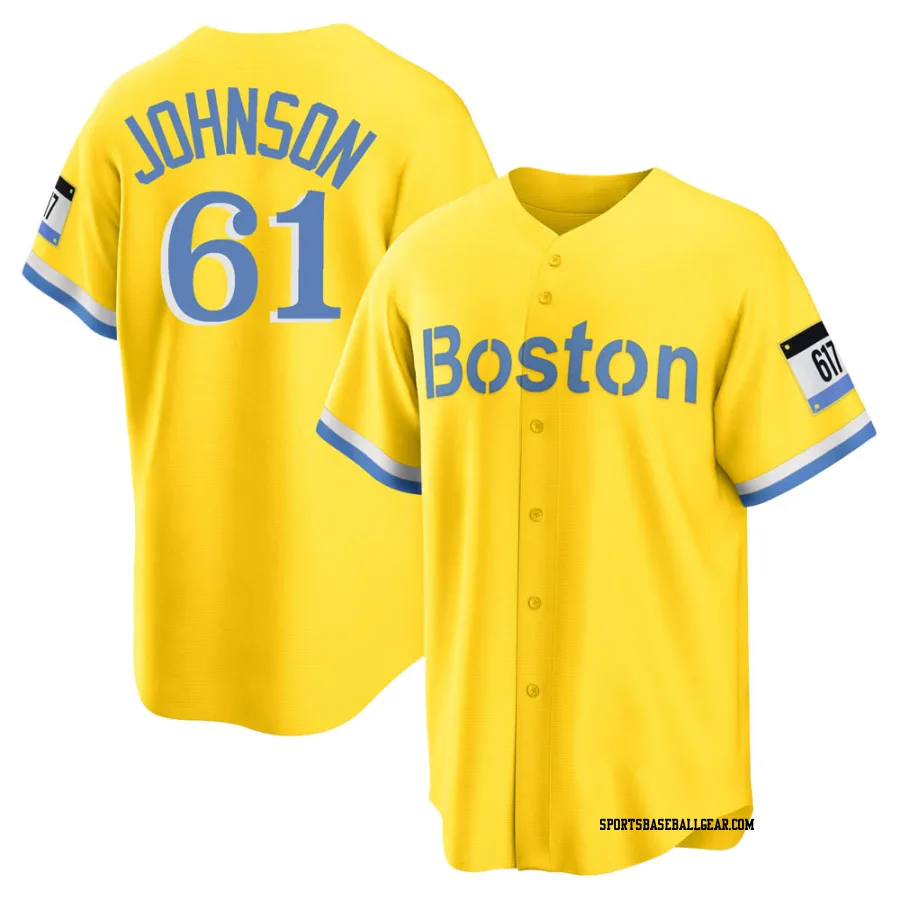 Brian Johnson Youth Boston Red Sox Gold/Light Replica Blue 2021 City Connect Player Jersey