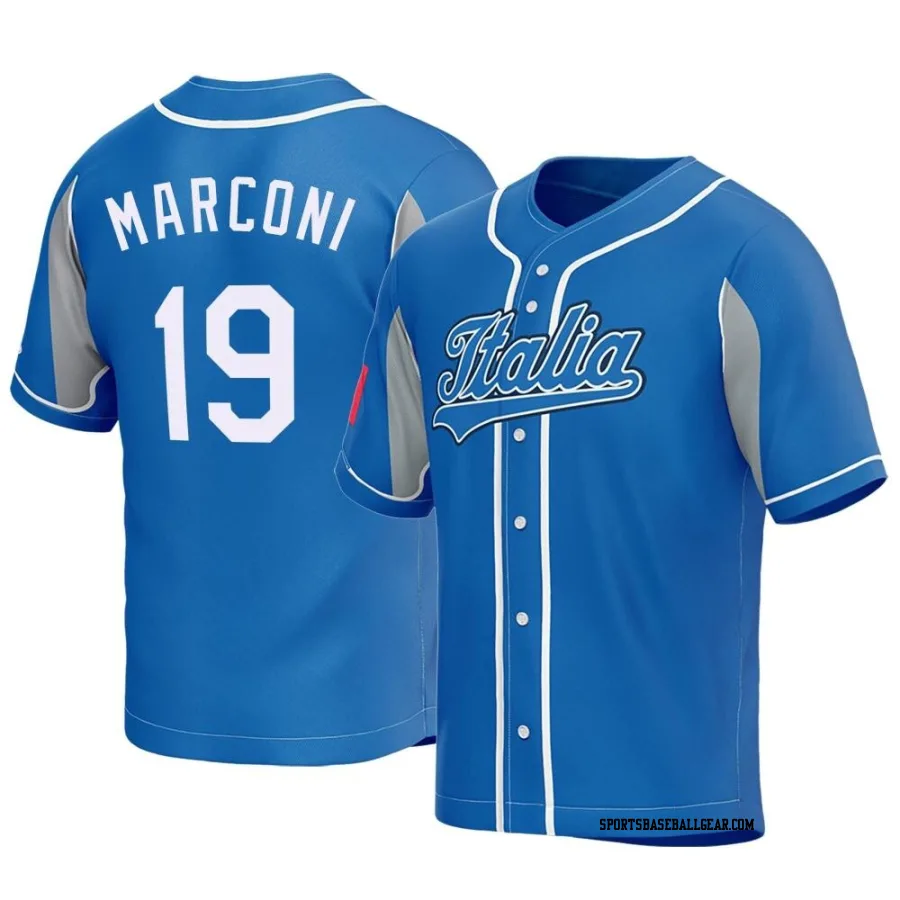 Brian Marconi Youth Italy Baseball Royal Replica 2023 World Baseball Classic Jersey