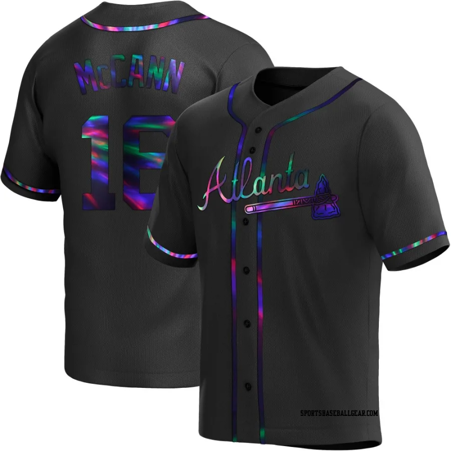 Brian McCann Men's Atlanta Braves Black Holographic Replica Alternate Jersey