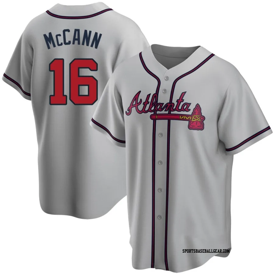 Brian McCann Men's Atlanta Braves Gray Replica Road Jersey