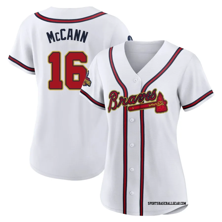 Brian McCann Women's Atlanta Braves Gold Authentic White 2022 Program Jersey