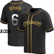 Brian Serven Men's Colorado Rockies Black Golden Replica Alternate Jersey