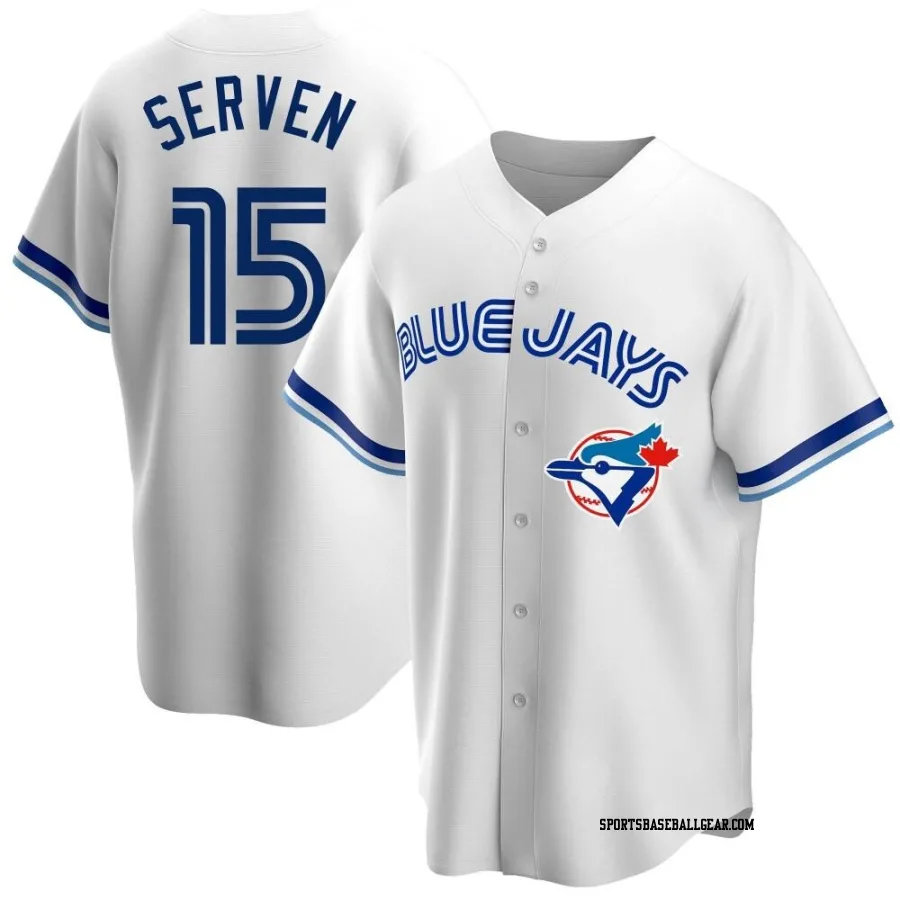 Brian Serven Youth Toronto Blue Jays White Replica Home Cooperstown Collection Jersey