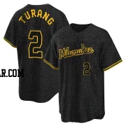 Brice Turang Men's Milwaukee Brewers Black Replica Snake Skin City Jersey