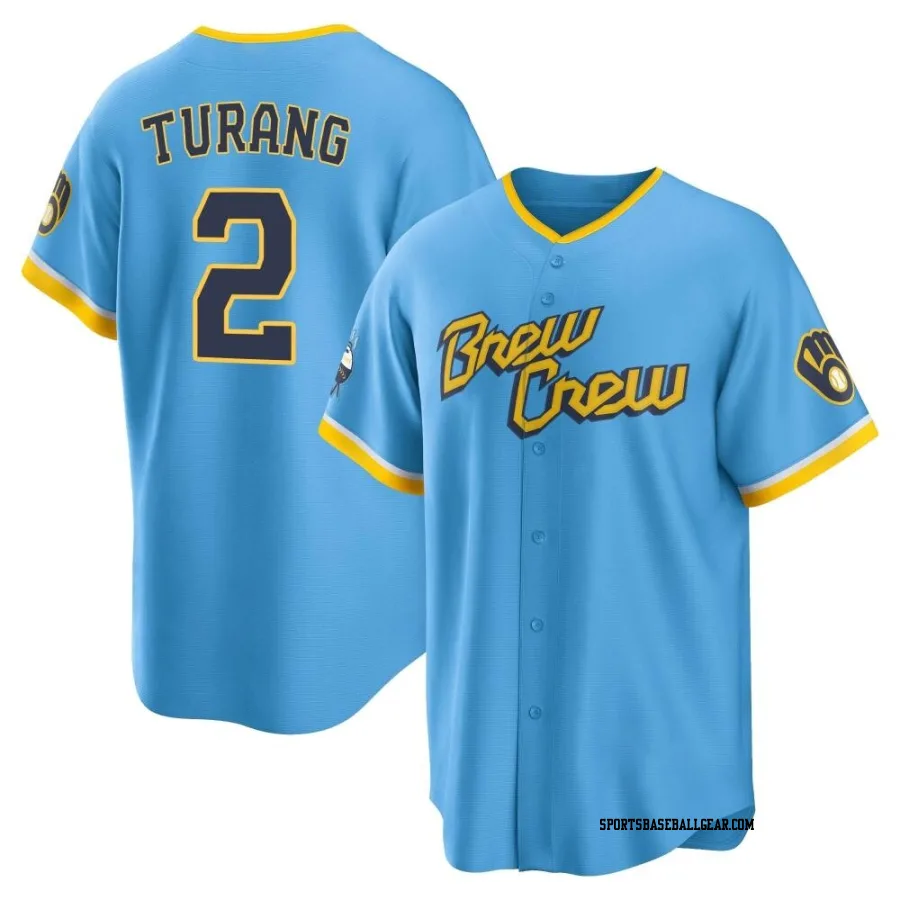 Brice Turang Men's Milwaukee Brewers Blue Replica Powder 2022 City Connect Jersey