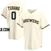 Brice Turang Men's Milwaukee Brewers Cream Replica Home Jersey