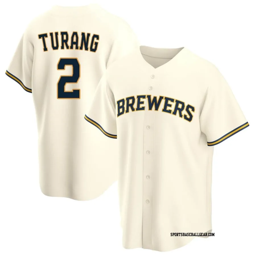 Brice Turang Men's Milwaukee Brewers Cream Replica Home Jersey