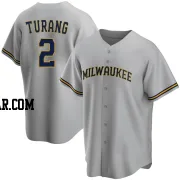 Brice Turang Men's Milwaukee Brewers Gray Replica Road Jersey