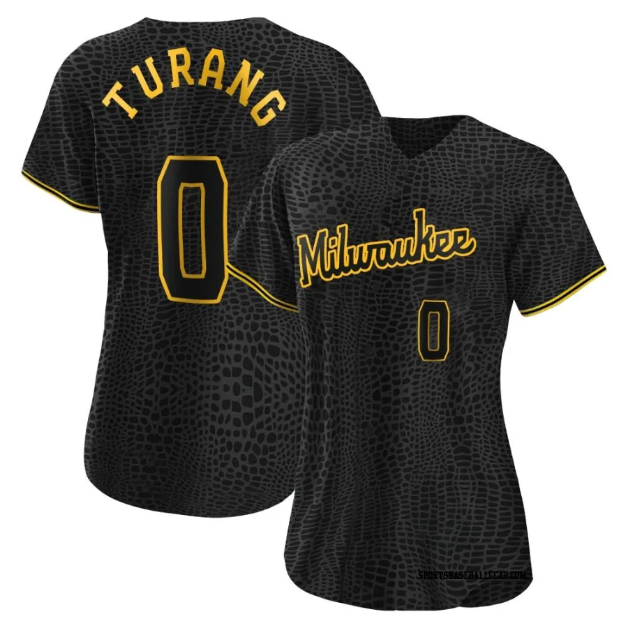 Brice Turang Women's Milwaukee Brewers Black Authentic Snake Skin City Jersey