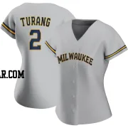 Brice Turang Women's Milwaukee Brewers Gray Authentic Road Jersey