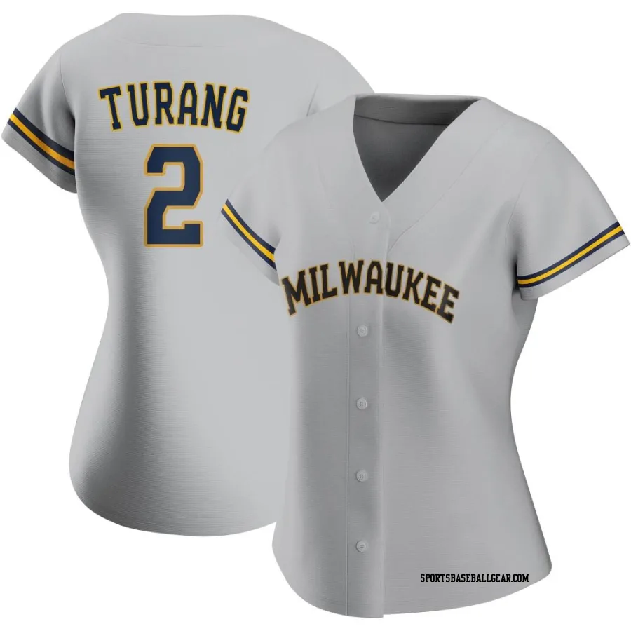 Brice Turang Women's Milwaukee Brewers Gray Authentic Road Jersey