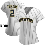 Brice Turang Women's Milwaukee Brewers White/Navy Authentic Alternate Jersey