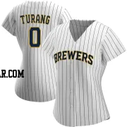 Brice Turang Women's Milwaukee Brewers White/Navy Authentic Alternate Jersey