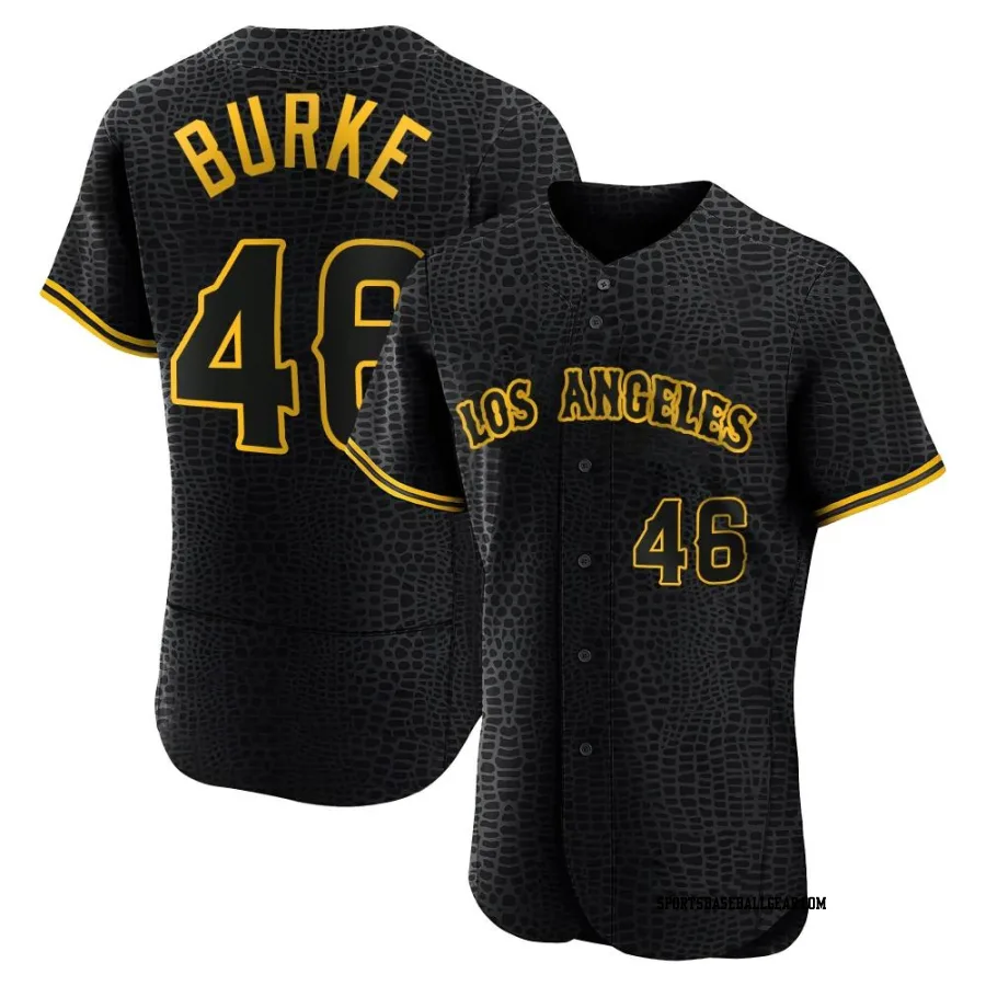 Brock Burke Men's Los Angeles Angels Black Authentic Snake Skin City Jersey