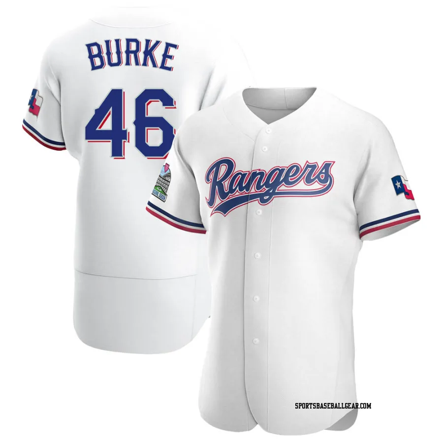 Brock Burke Men's Texas Rangers White Authentic Home Jersey