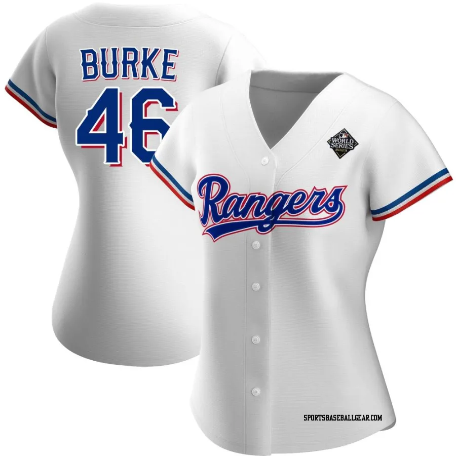 Brock Burke Women's Texas Rangers White Replica Home 2023 World Series Jersey