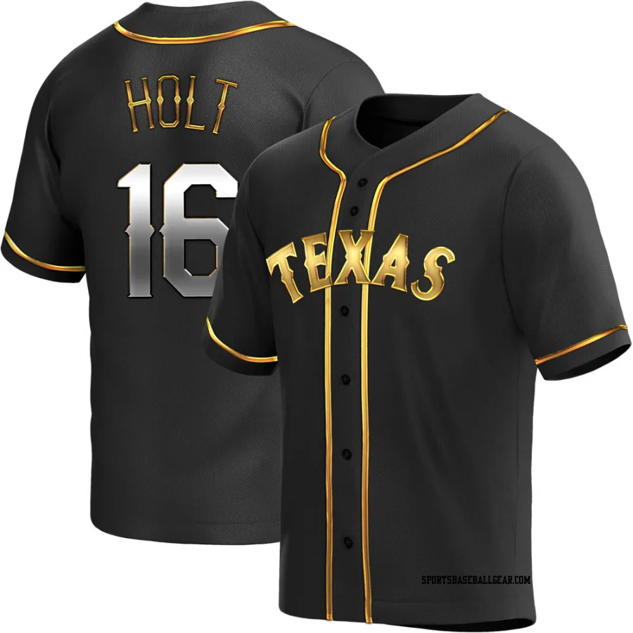 Brock Holt Men's Texas Rangers Black Golden Replica Alternate Jersey