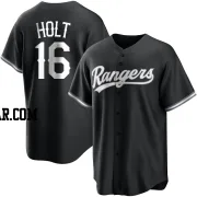 Brock Holt Men's Texas Rangers Black/White Replica Jersey