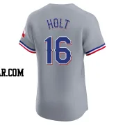 Brock Holt Men's Texas Rangers Gray Elite Road Jersey