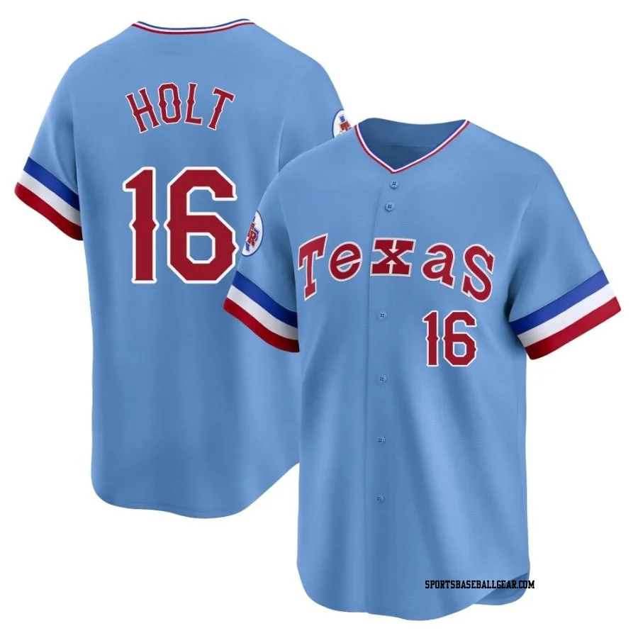 Brock Holt Men's Texas Rangers Light Blue Limited Cooperstown Collection Jersey