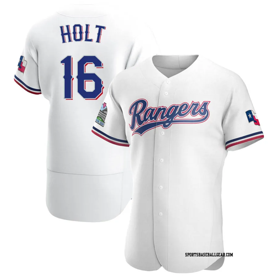 Brock Holt Men's Texas Rangers White Authentic Home Jersey