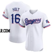 Brock Holt Men's Texas Rangers White Elite Home Jersey