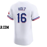 Brock Holt Men's Texas Rangers White Elite Home Jersey