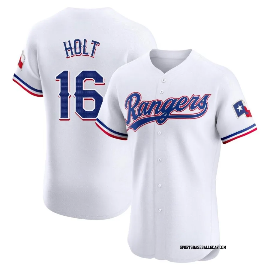 Brock Holt Men's Texas Rangers White Elite Home Jersey