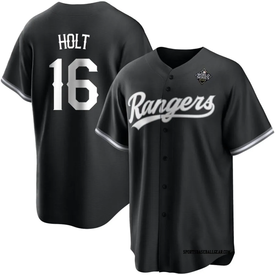 Brock Holt Men's Texas Rangers White Replica Black 2023 World Series Jersey