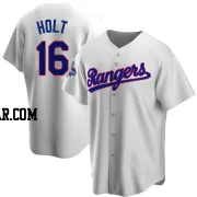 Brock Holt Men's Texas Rangers White Replica Home Cooperstown Collection 2023 World Series Champions Jersey