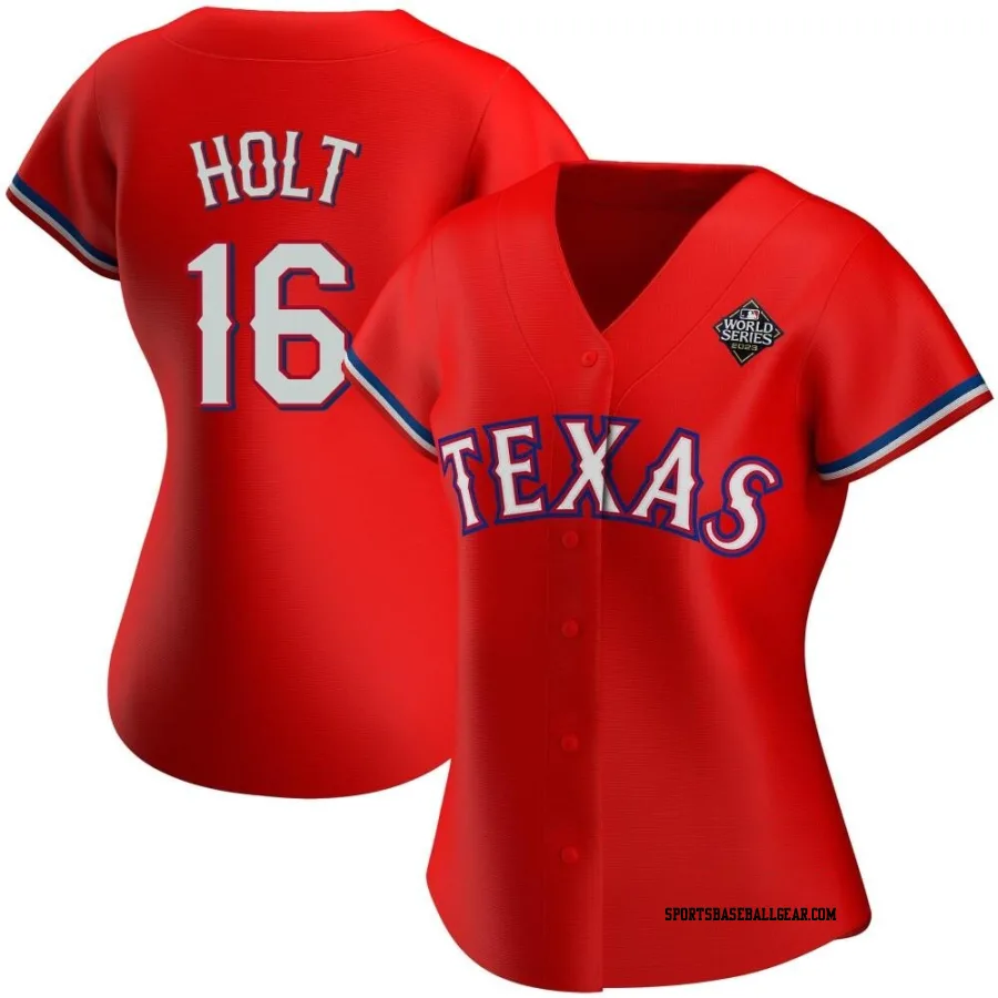 Brock Holt Women's Texas Rangers Red Authentic Alternate 2023 World Series Jersey