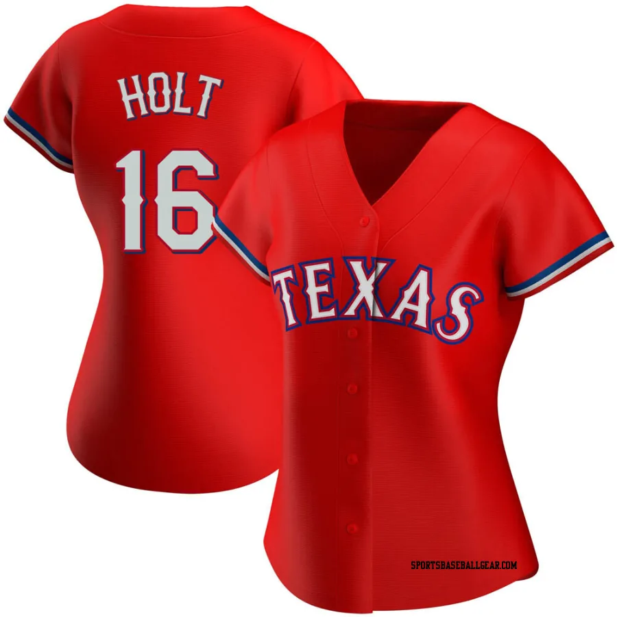 Brock Holt Women's Texas Rangers Red Authentic Alternate Jersey