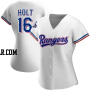 Brock Holt Women's Texas Rangers White Authentic Home 2023 World Series Champions Jersey