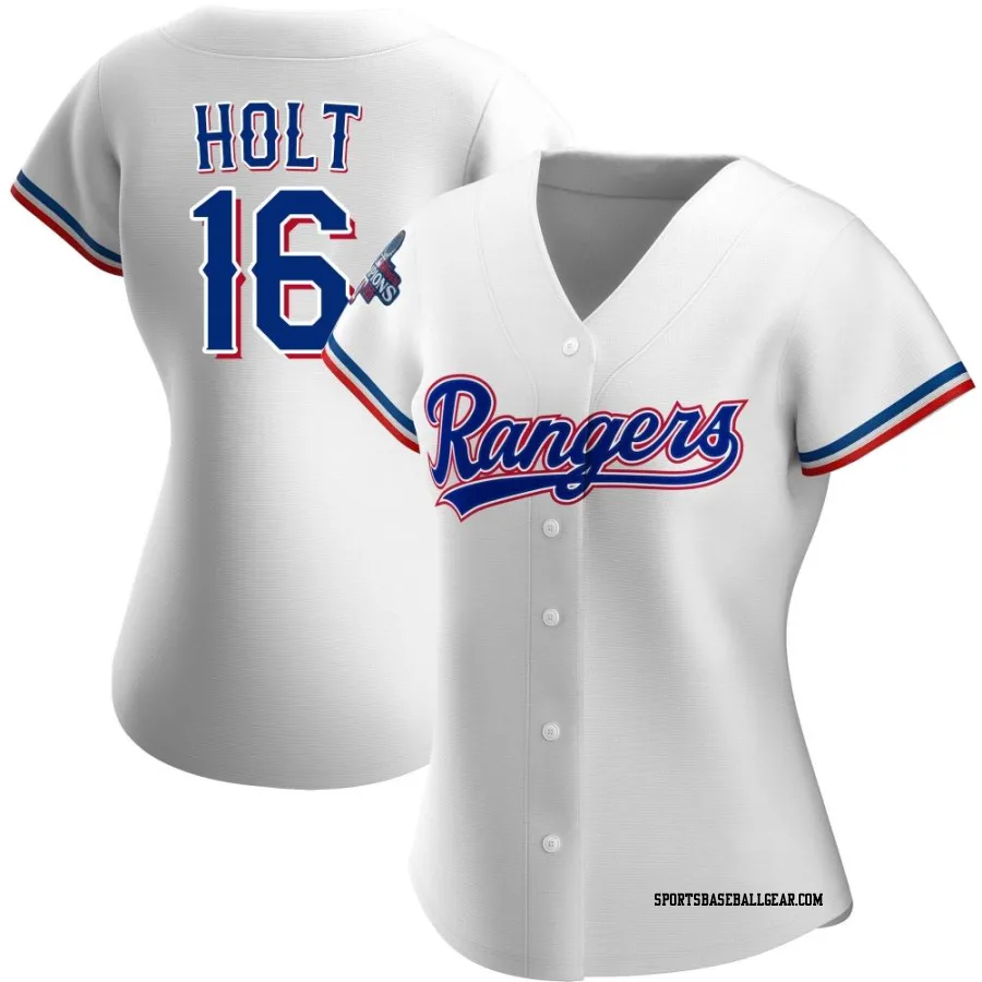 Brock Holt Women's Texas Rangers White Authentic Home 2023 World Series Champions Jersey