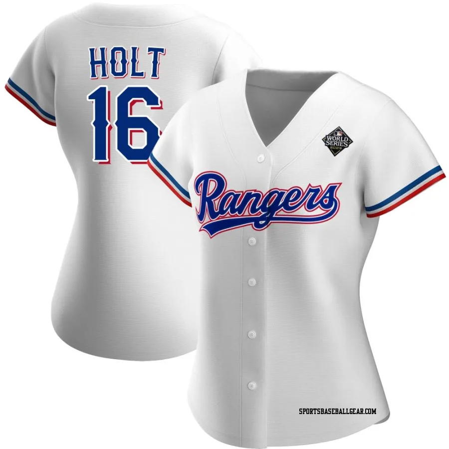 Brock Holt Women's Texas Rangers White Replica Home 2023 World Series Jersey