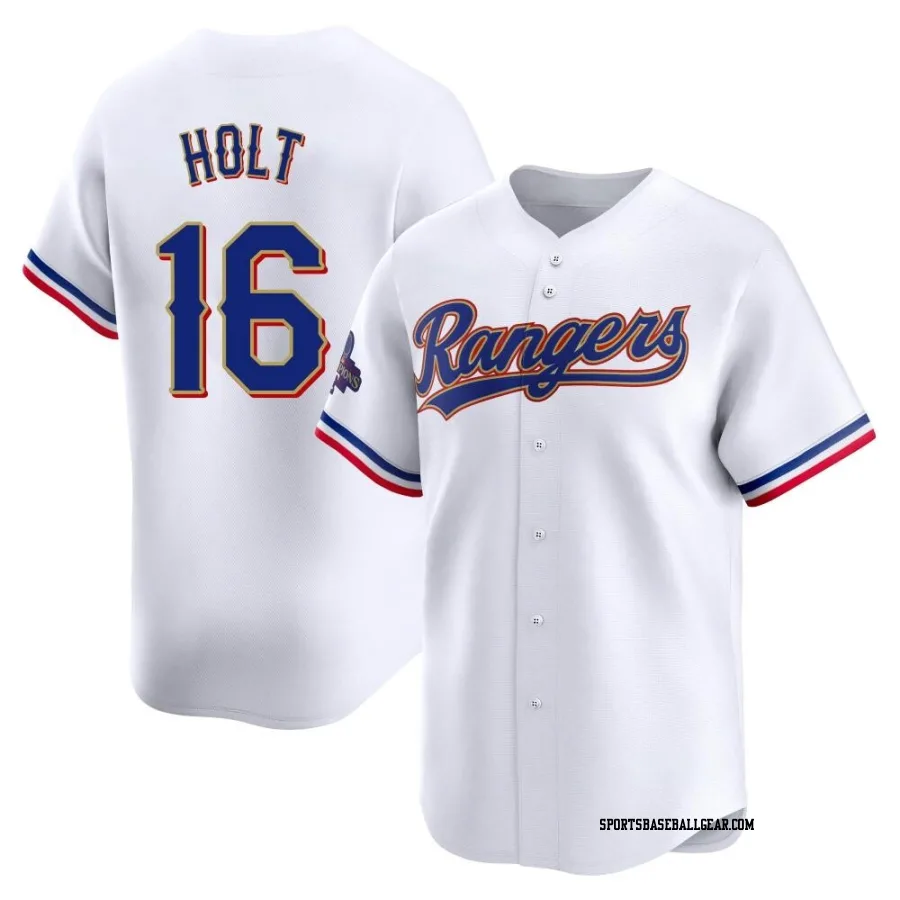 Brock Holt Youth Texas Rangers Gold Limited White 2024 Collection Jersey