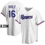 Brock Holt Youth Texas Rangers White Replica Home Jersey