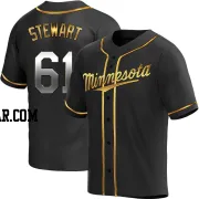 Brock Stewart Men's Minnesota Twins Black Golden Replica Alternate Jersey