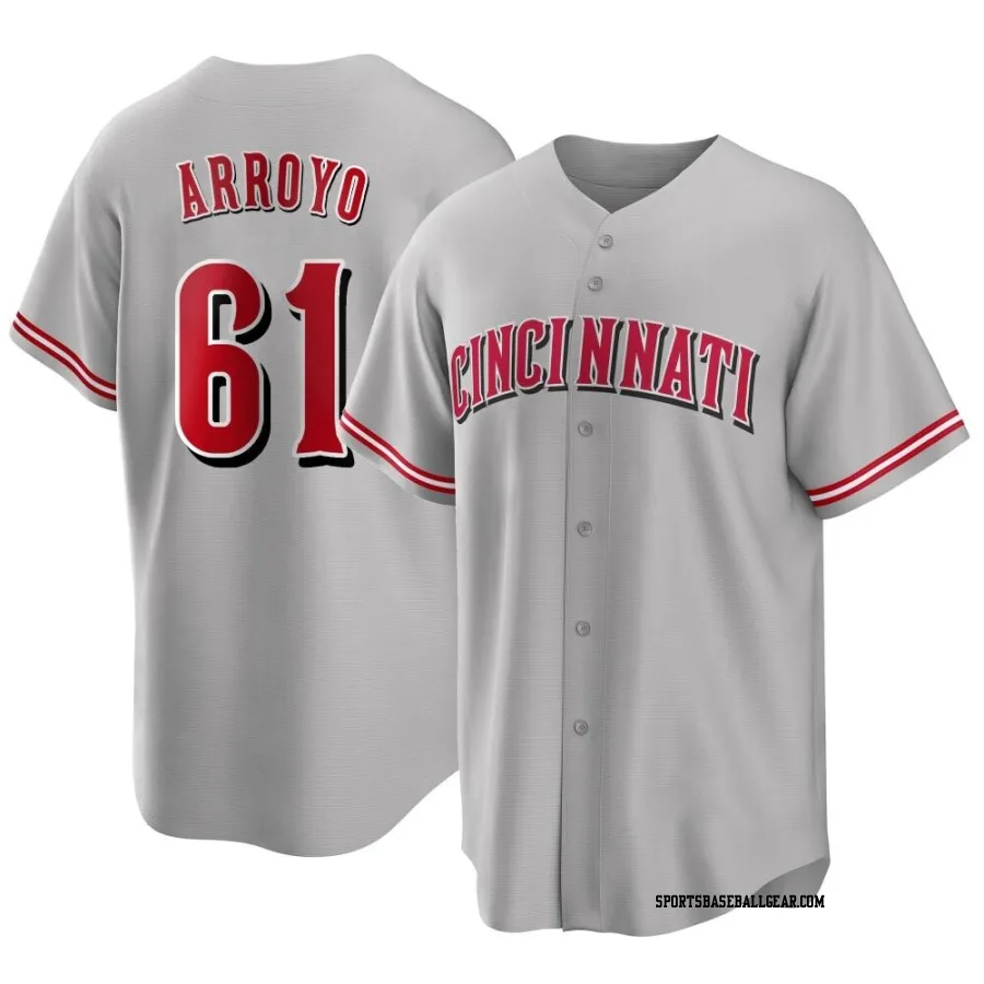 Bronson Arroyo Men's Cincinnati Reds Gray Replica Road Jersey