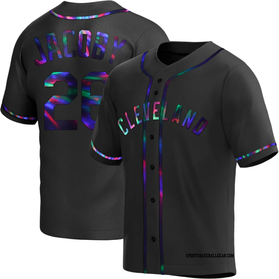 Brook Jacoby Men's Cleveland Guardians Black Holographic Replica Alternate Jersey