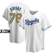 Brooks Kriske Men's Kansas City Royals Gold Replica White Home Jersey