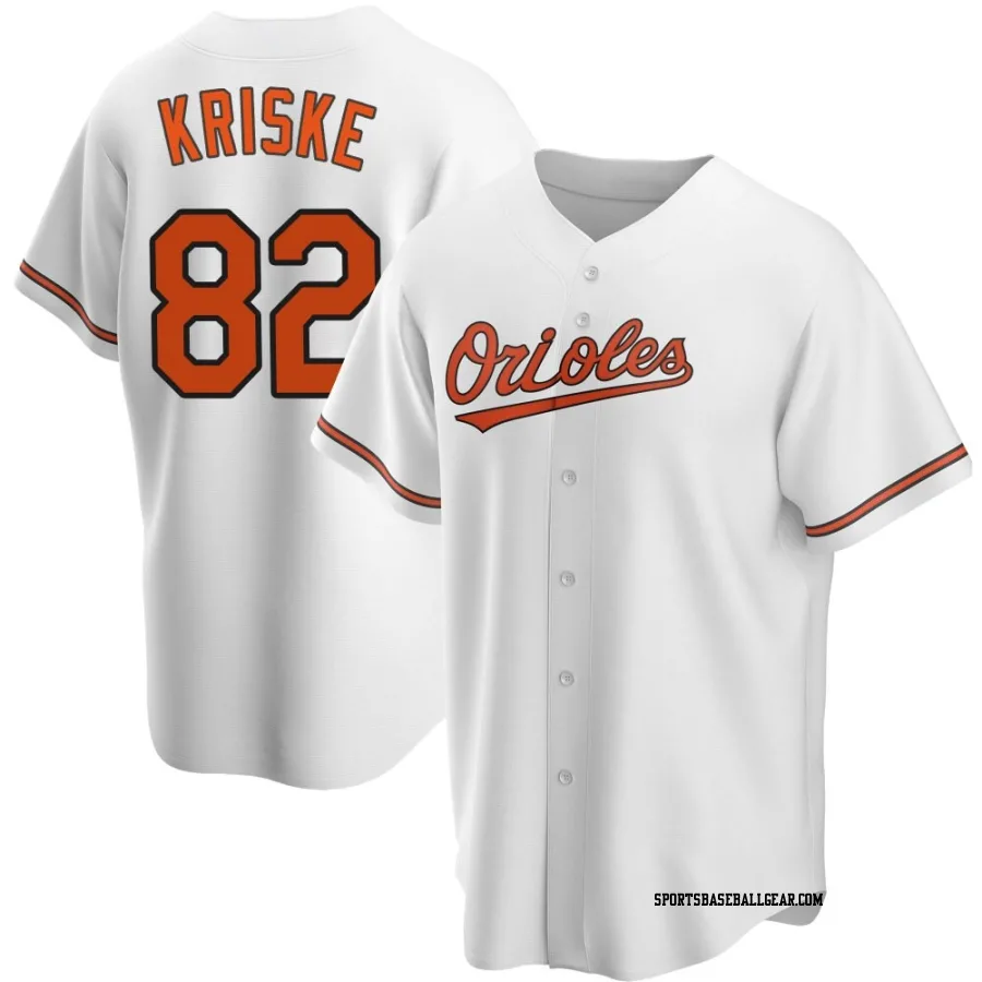 Brooks Kriske Youth Baltimore Orioles White Replica Home Jersey