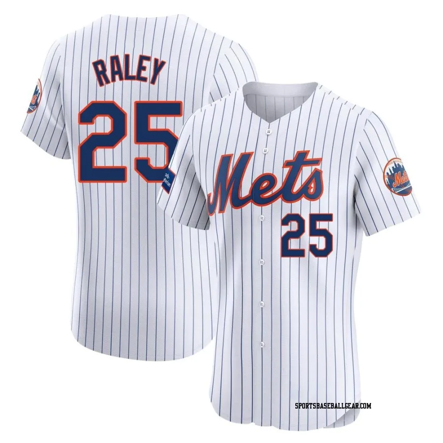 Brooks Raley Men's New York Mets White Elite Home Patch Jersey