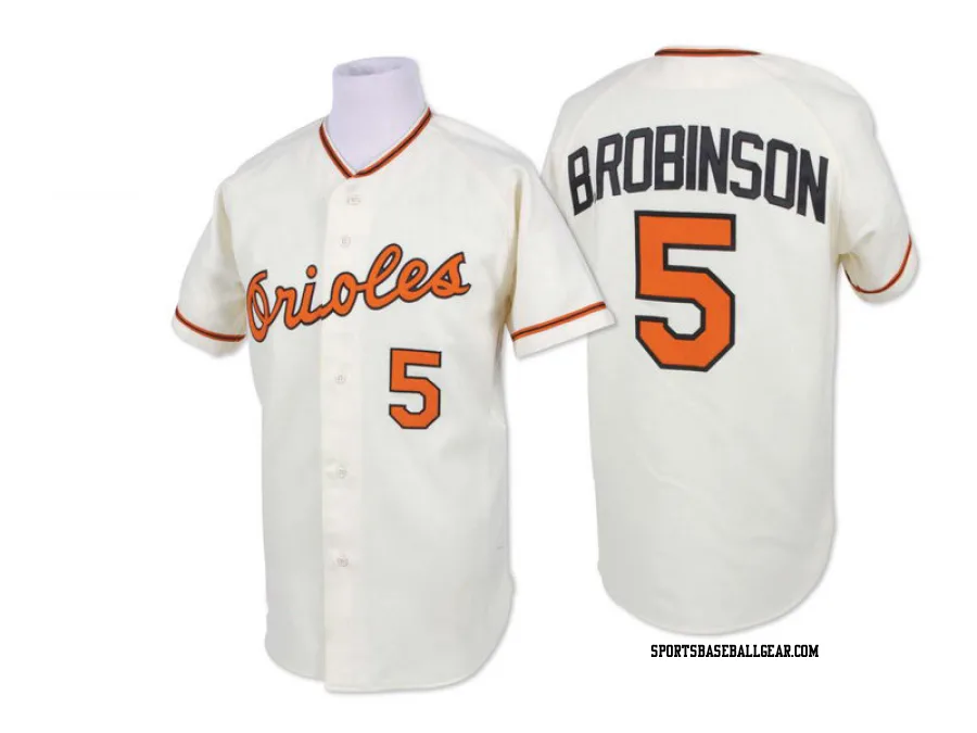 Brooks Robinson Men's Baltimore Orioles Cream Authentic Throwback Jersey