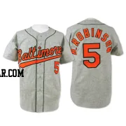 Brooks Robinson Men's Baltimore Orioles Grey Replica Throwback Jersey