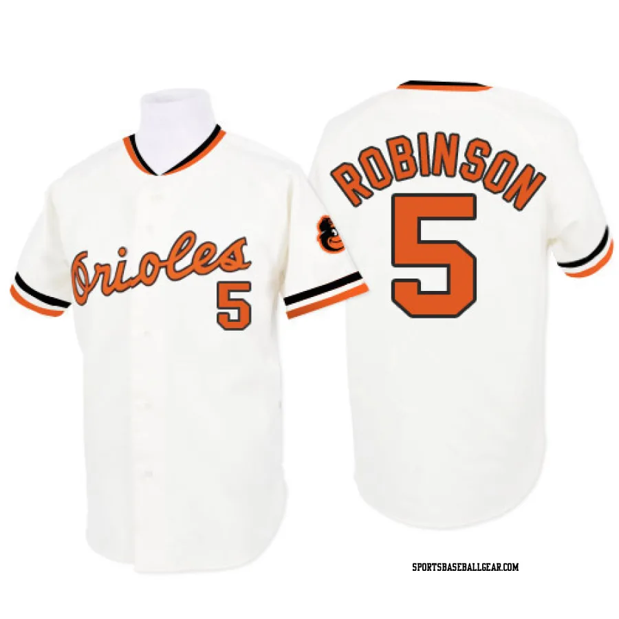 Brooks Robinson Men's Baltimore Orioles White Replica 1970 Throwback Jersey